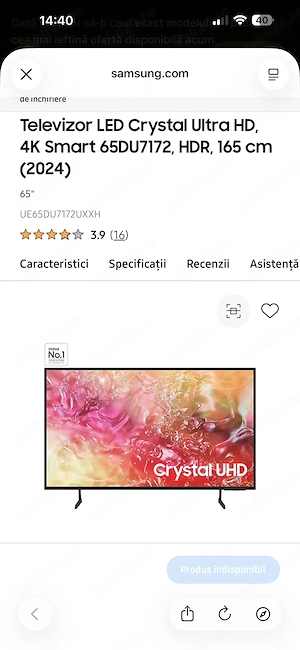 Samsung Crystal UHD DU7  cm)4k smart