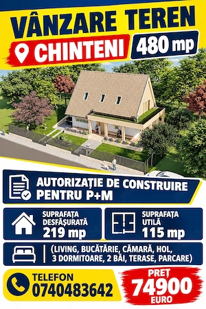 Teren intravilan cu autorizație de construire P+M