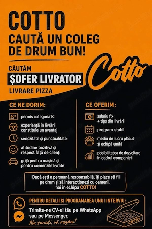 Angajam Sofer Livrator pizzerie!