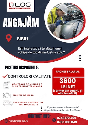 Angajam controlor calitate in Sibiu
