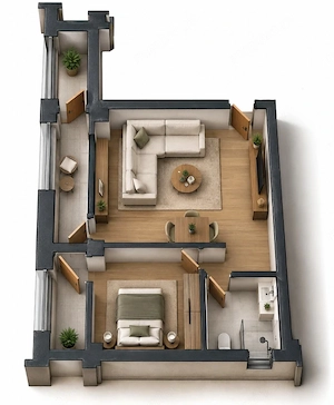 Apartament 2 camere open space Preajba - 0% comision la cumparare
