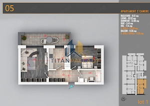 Apartament 2 Camere, 64 Mp,Titan - Pallady - Ozana
