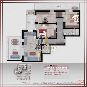 4Camere 155 Mp Terasa,Boutique,Parcare Inclusa,Metrou-Nicolae Teclu - imagine 3