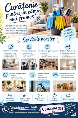 Ofer servicii de curățenie 