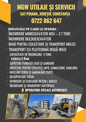 Miniexcavator Nou de inchiriat inclusiv Picon