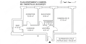 TINERETULUI parc | 2 camere | bloc 1981 reabilitat | decomandat - imagine 10