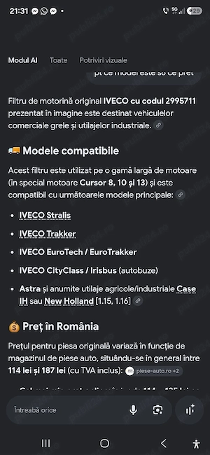 filtru combustibil pt modele de iveco  stralis,trukker,euro truker euro teck city class - imagine 2