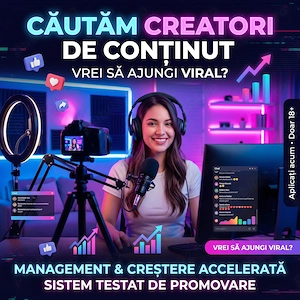 Căutăm Creatori de Conținut | Creștere Accelerată & Management Social Media