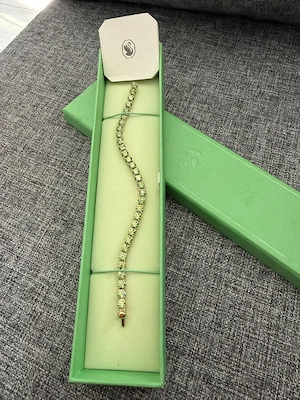 Brățară Swarovski Matrix Tennis, verde, cu finisaj auriu 18K,