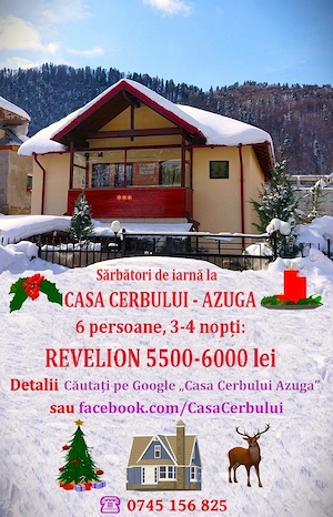 Casa Cerbului Azuga de REVELION 4-6 pers. self-catering, ideal 2-3 familii