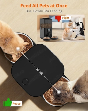 Hrănitor Inteligent pentru Pisici Câini, WiFi 5G 2.4G, 3.5L, 2 Boluri din Inox, Control Aplicație - imagine 3