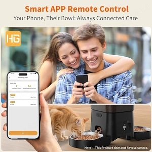 Hrănitor Inteligent pentru Pisici Câini, WiFi 5G 2.4G, 3.5L, 2 Boluri din Inox, Control Aplicație - imagine 5
