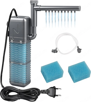 Filtru Intern pentru Acvariu 9W, 800L h, cu Bară de Pulverizare și 2 Bureți de Schimb