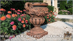 Vază ornament mare cu picior, terracotta patinat, model V6.
