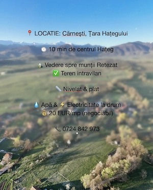 Teren intravilan 2.000 mp de vânzare   Cârnești, Țara Hațegului | vedere Retezat - imagine 2