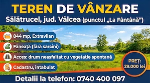 Vând Teren 844 mp Extravilan   Sălătrucel, Jud. Vâlcea