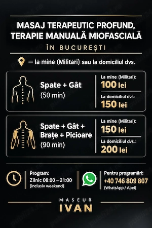 Masaj terapeutic la domiciliu București. Maseur profesionist. Sector 1, 2, 3, 4, 5, 6. Deep Tissue. - imagine 2