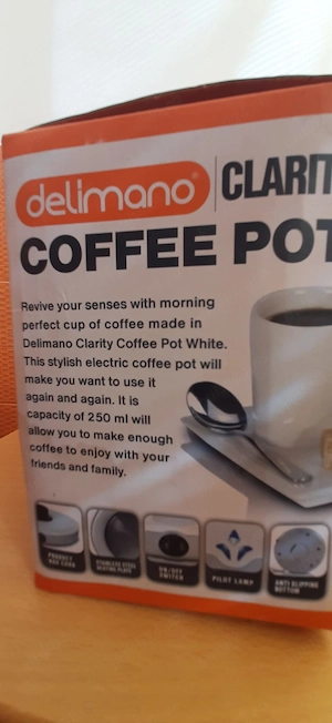 Ibric electric Delimano Clarity Coffee Pot White, 500ml, nou in cutie