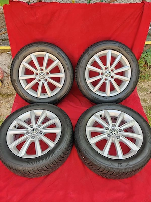 Set complet roti jante aliaj originale + anvelope 205 55R16 compatibile Golf Octavia A3 Leon Passat