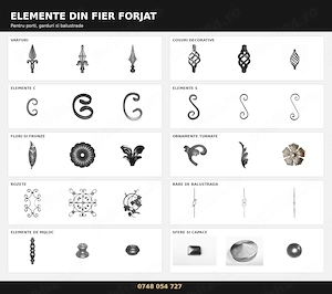 Elemente fier forjat: varfuri, cosuri, rozete, C S, balustrade