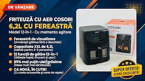 COSORI Clear Blaze Air Fryer 6.2L 12-in-1 cu fereastră   foarte bună