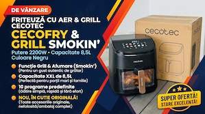 Friteuză cu aer Cecotec Cecofry&Grill Smokin' 8500, 8.5L, 2200W   nouă