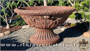 Vază mare, ornament stejar, terracotta antichizat, model V5.