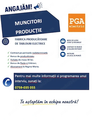 PGA Electric angajeaza muncitori productie