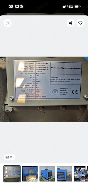 Generator electric trifazic, 13.5 kVA, NOU - nefolosit