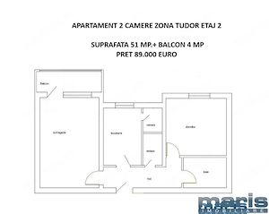 Apartament 2 camere Tudor etaj 2 - imagine 5