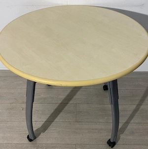 8 Buc. Masă Rotundă Reglabilă, Diametru Blat 90 cm; Birou cu Roți; Mobilier Office Desk