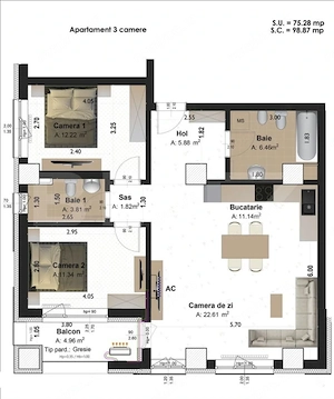 Apartament de vanzare 3 camere Concept 9