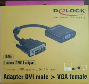 Adaptor DeLock DVI-D male -VGA female,cu cipset Lontium LT8511 pt.1080p.nou.