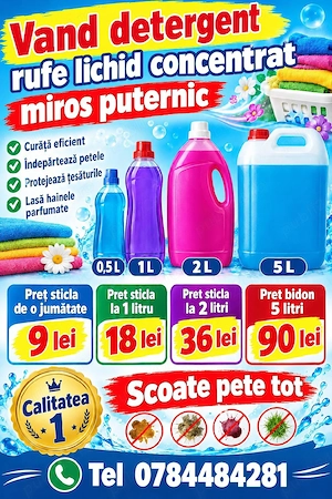vand  detergent  lichid rufe conctratie puternica miros puternic 