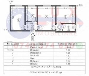 ID 3636 Apartament 3 camere in Cartier Vest DE VANZARE