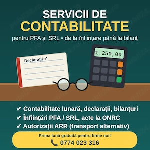 Ofer servicii de înființare firme și contabilitate.
