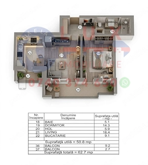 Id 20066 apartament 2 camere de vânzare | bloc nou cu lift