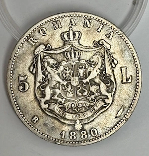moneda argint 5 Lei 1880 - Carol I