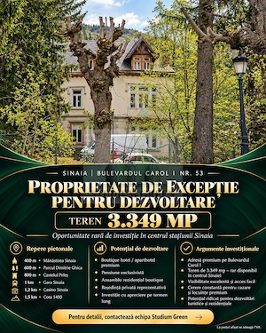 Proprietar vand teren 3349 mp in centrul orasului Sinaia