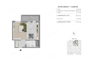 Garsonieră | Încălzire în pardoseală |Metrou Berceni | 0% Comision - imagine 2