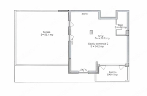 Spatiu comercial de 59 mp cu terasa 55 mp si 2 locuri de parcare Sibiu - imagine 3