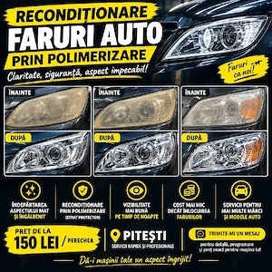 Polimerizare Faruri Auto Pitești-De La 150 LEI!