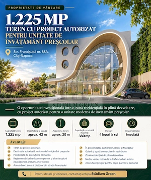Vand teren 1225 mp langa WINGS cu proiect autorizat! comision 0!