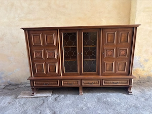 Servantă vintage Germania, 250 cm, vitrină, lemn furniruit, demontabilă