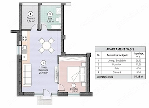 Apartament cu 2 camere, parter, Mosnita Noua - imagine 6