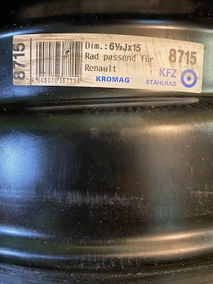 2 jante otel  KFZ Stahlrad echipare originala RENAULT 6 1/2Jx15 - imagine 5