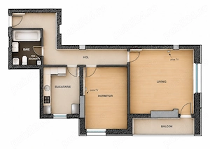 Apartament 2 camere, 58,59 mp, etaj 1 3, bloc (2013), loc de parcare, strada privata, Titan. - imagine 10