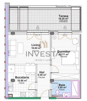 Apartament 2 camere decomandat si terasa de 19 mp, bloc nou, Marasti - imagine 5