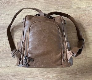 Rucsac damă din piele maro coniac, antifurt, elegant, nou