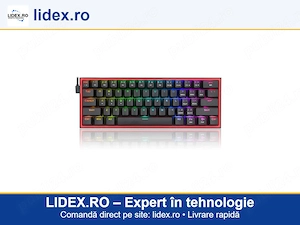 Tastatura mecanica gaming Redragon Fizz TKL K617 RGB, red switches, USB-C